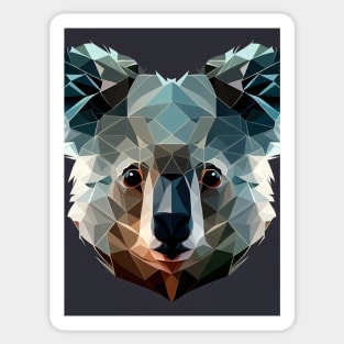 Triangle Koala - Abstract polygon animal face staring Sticker